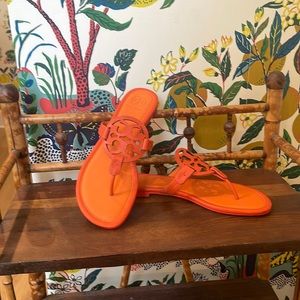 Never worn w/o box Tory Burch Miller Leather Sandal Poppy Red Orange 8.5